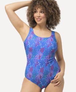 Grote Maten Badpak, Dames, blauw, Maat: 62/64, Synthetische vezels/Elastaan, Ulla Popken