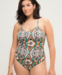 Grote Maten Badpak, Dames, groen, Maat: 48, Polyester/Synthetische vezels/Elastaan, Studio Untold