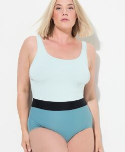 Grote Maten badpak, Dames, turquoise, Maat: 50, Synthetische vezels/Elastaan, Ulla Popken