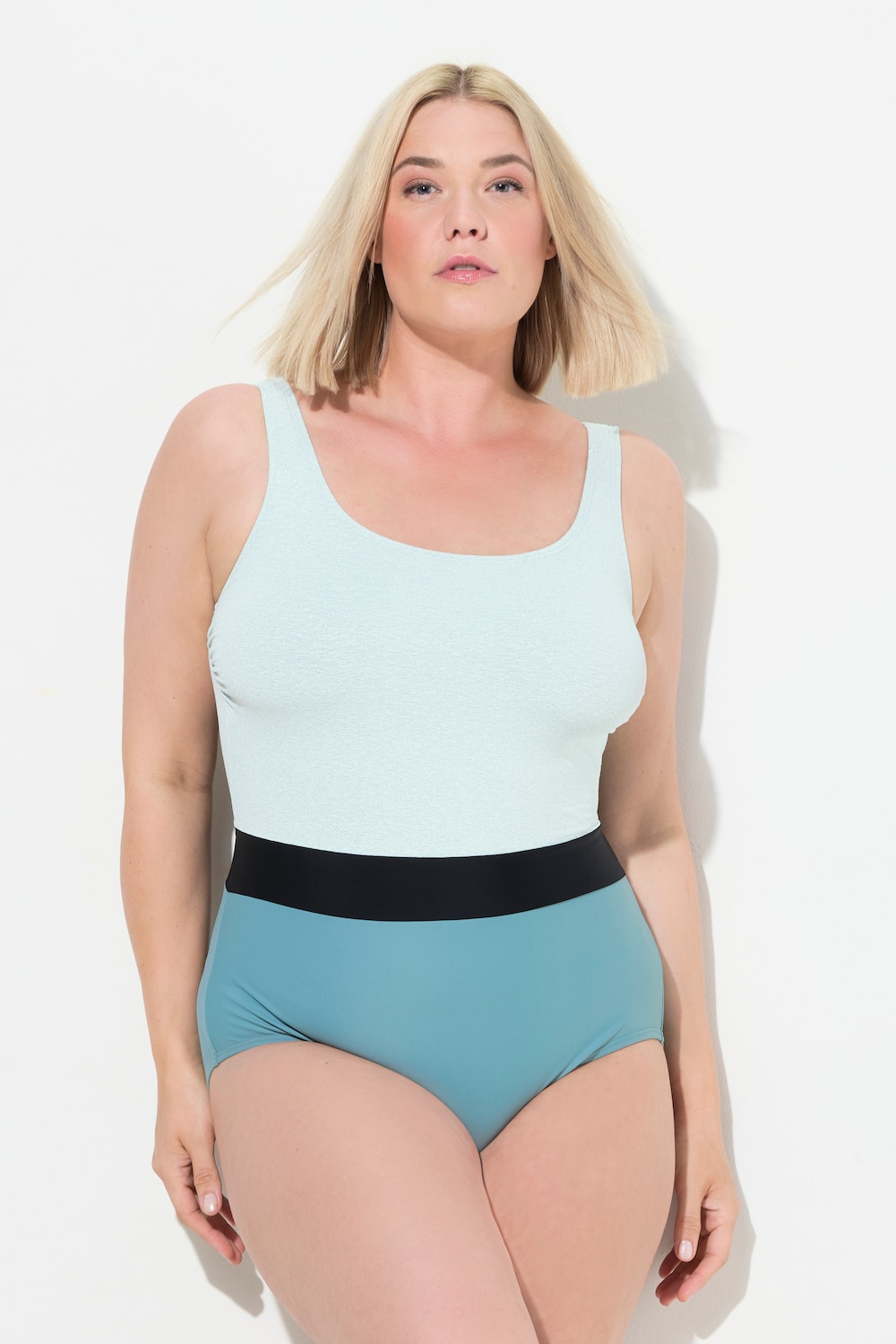Grote Maten badpak, Dames, turquoise, Maat: 50, Synthetische vezels/Elastaan, Ulla Popken