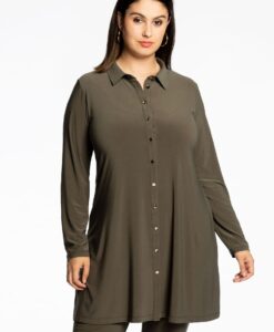 Yoek Blouse met gouden knoopjes | Groen | Maat 38/40