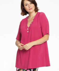 Yoek Tuniek flare met knopen | Roze | Maat 42/44
