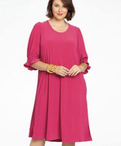 Yoek Jurk met pofmouwen | Roze | Maat 42/44
