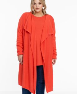 Yoek Vest met gedrapeerde hals cashmere | Oranje | Maat 50/52