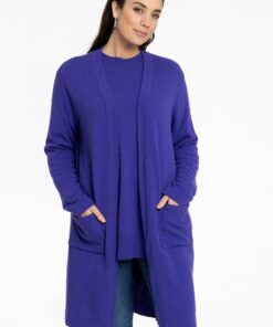 Yoek Cardigan lang Wolmix | Paars | Maat 42/44