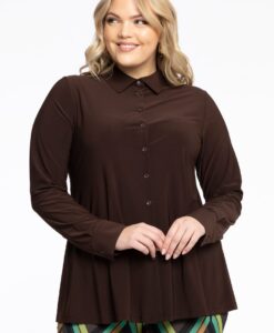 Yoek Blouse kort A-lijn | Bruin | Maat 38/40