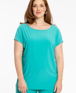 Yoek T-shirt kapmouwen | Turquoise | Maat 38/40