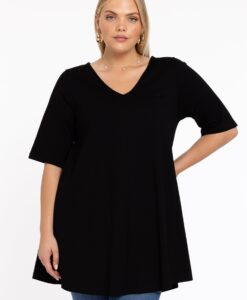 Yoek Tuniek Swing korte mouw | Zwart | Maat 42/44