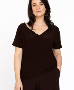 Yoek T-shirt v-hals | Bruin | Maat 54/56