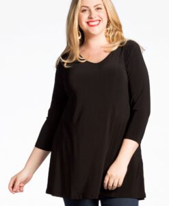 Yoek Tuniek flare v-hals | Zwart | Maat XXL