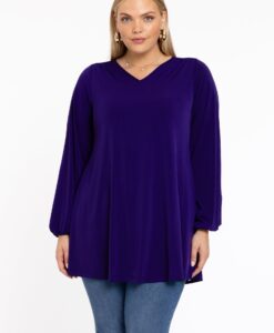 Yoek Tuniek wide bottom V-hals | Paars | Maat 46/48