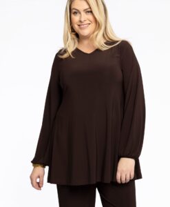 Yoek Tuniek wide bottom V-hals | Bruin | Maat 38/40