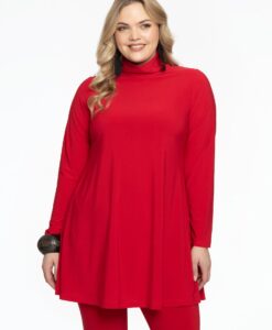 Yoek Tuniek met col wide bottom | Rood | Maat 42/44