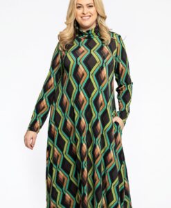 Yoek Lange jurk met col GATSBY strass | Bruin | Maat 38/40