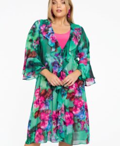 Yoek Cardi blouse met ruches | Groen | Maat 38/40