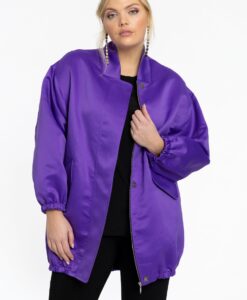 Yoek Bomber lang SATIN | Paars | Maat 50/52