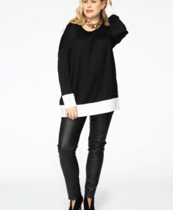 Yoek Leren legging full stretch | Zwart | Maat 50
