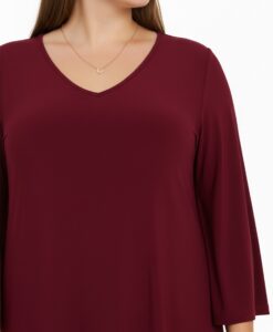 Yoek Jurk met V-hals | Dark Red | Maat 42/44