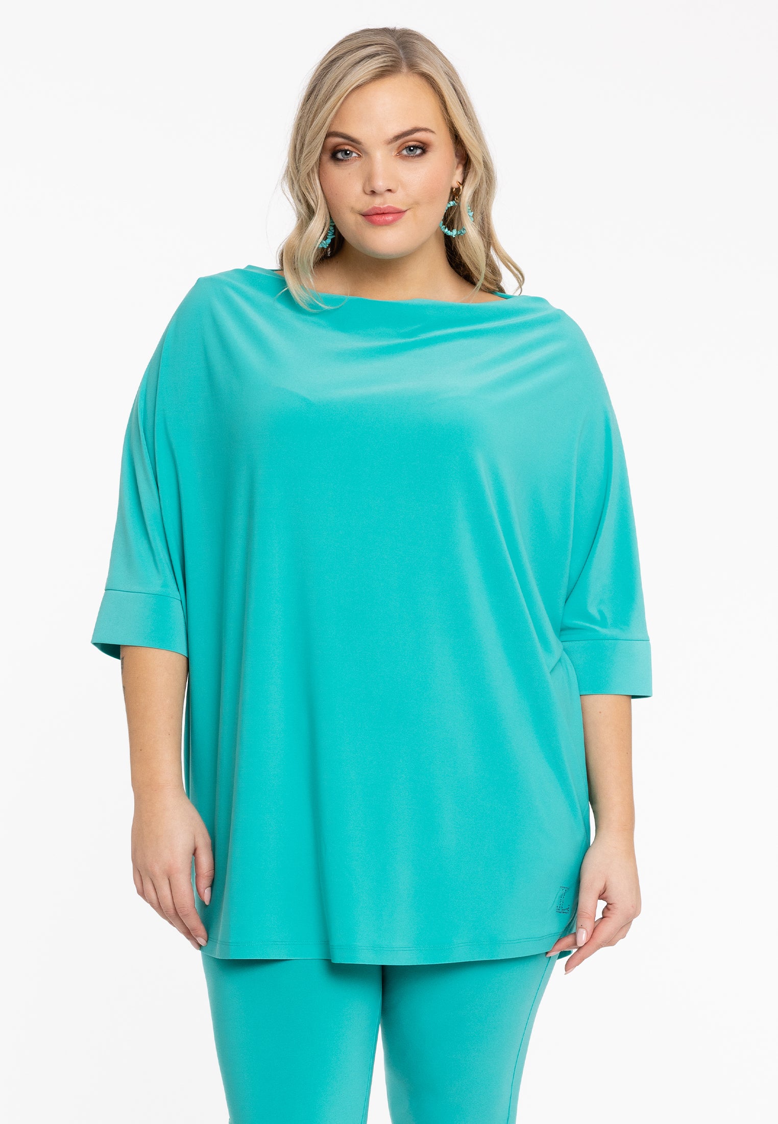 Yoek Shirt kimono mouw | Turquoise | Maat 38/40