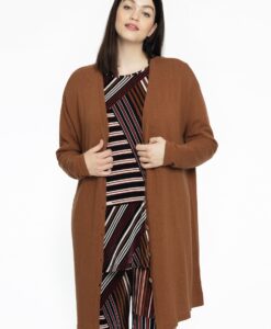 Yoek Lange cardigan | Bruin | Maat 42/44