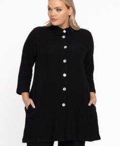 Yoek Blouse met knopen | Zwart | Maat 42/44