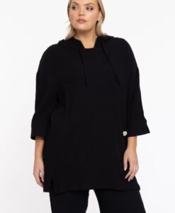 Yoek Shirt hoodie | Zwart | Maat 38/40