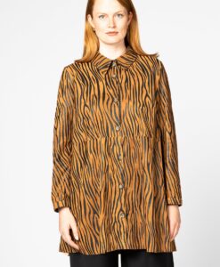 Yoek Blouse A-lijn tijger LEATHER | Bruin | Maat 52