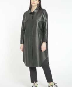 Yoek Blouse-jas LEATHER | Zwart | Maat 52