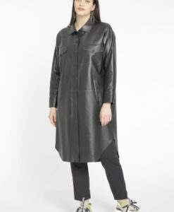 Yoek Blouse-jas LEATHER | Zwart | Maat 52