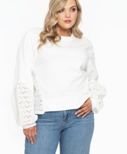 Yoek Sweatshirt met kant | Beige | Maat 38/40