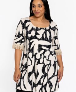 Yoek Tuniek wide bottom LINI | Beige | Maat 42/44