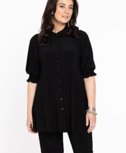 Yoek Blouse met pofmouwen | Zwart | Maat 38/40