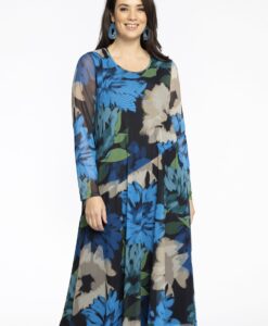 Yoek Jurk met ronde hals | Blauw | Maat 38/40