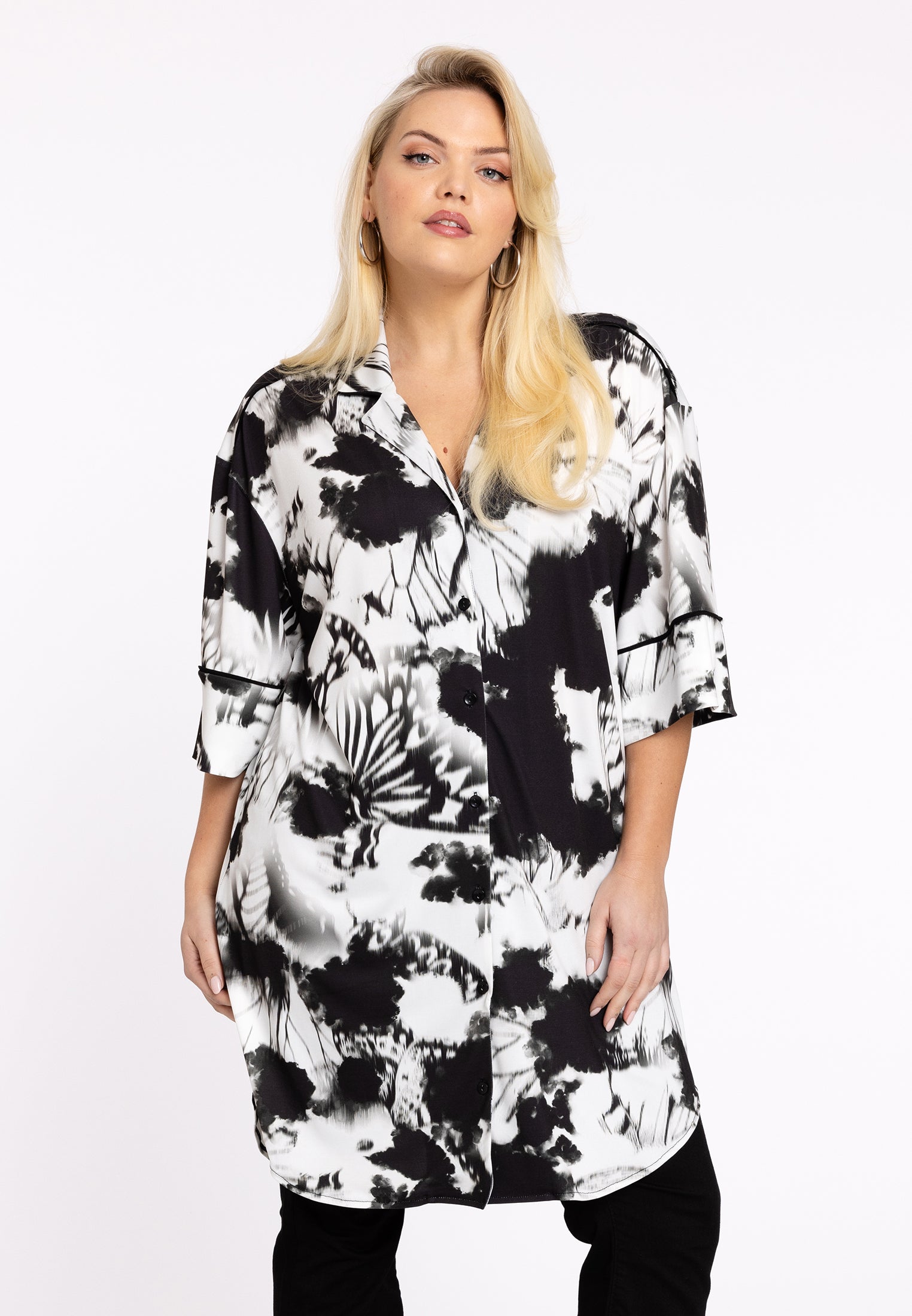 Yoek Blouse-jurk HANNELORE | Zwart | Maat 38/40
