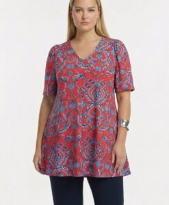 Yoek Tuniek wide bottom SHELLSCAPE | Light Red | Maat 42/44