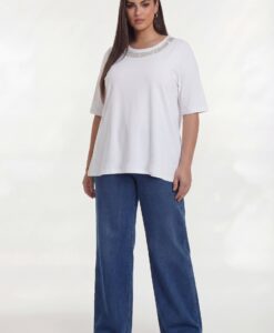 Yoek T-shirt GLASSBEADS | Wit | Maat 54/56