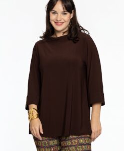 Yoek Shirt A-lijn met turtle neck | Bruin | Maat 38/40