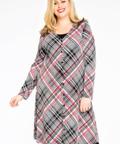 Yoek Vest wide bottom CHECK | Zwart | Maat 46/48