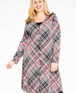 Yoek Vest wide bottom CHECK | Zwart | Maat 46/48
