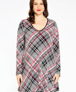 Yoek Tuniek wide bottom CHECK | Zwart | Maat 42/44