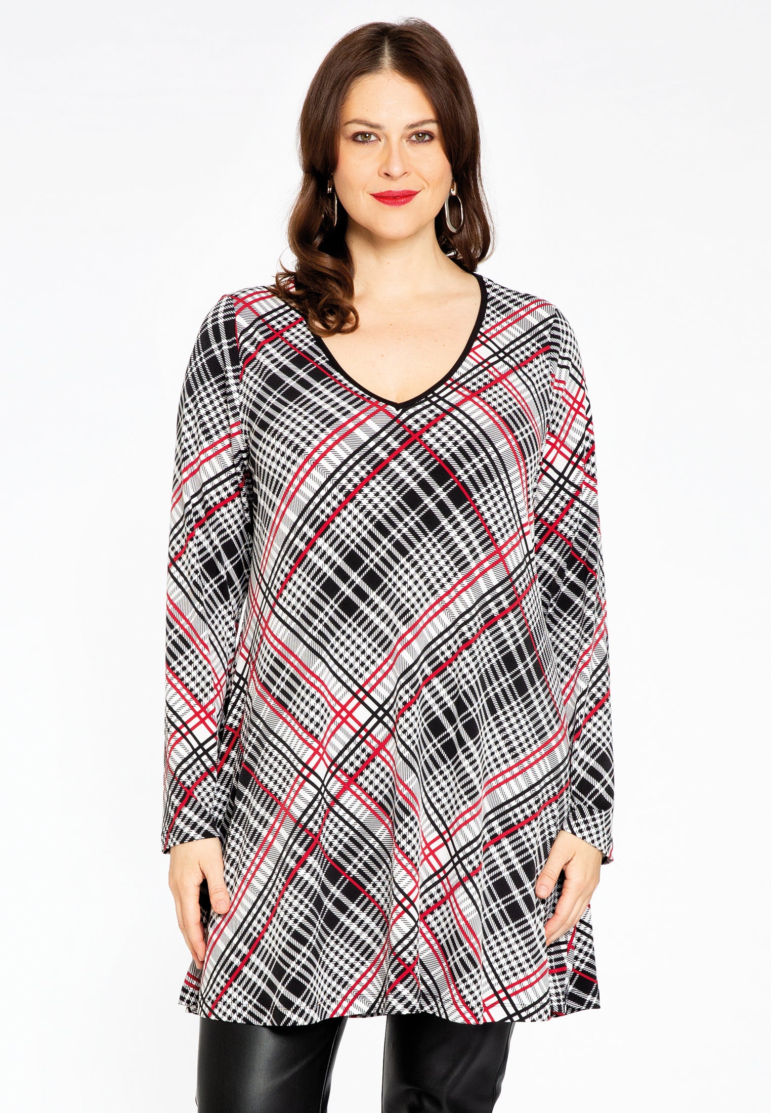 Yoek Tuniek wide bottom CHECK | Zwart | Maat 42/44
