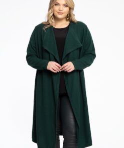 Yoek Vest met gedrapeerde hals cashmere | Dark Green | Maat 42/44