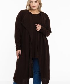 Yoek Vest met gedrapeerde hals cashmere | Bruin | Maat 42/44