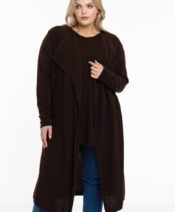 Yoek Vest met gedrapeerde hals cashmere | Bruin | Maat 42/44