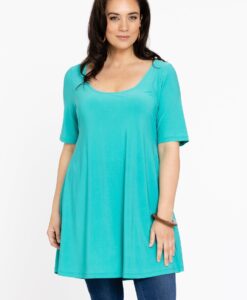 Yoek Tuniek met diepe halslijn | Turquoise | Maat 42/44