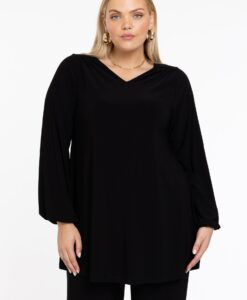 Yoek Tuniek wide bottom V-hals | Zwart | Maat 42/44