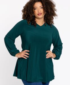 Yoek Tuniek wide bottom V-hals | Dark Green | Maat 58/60