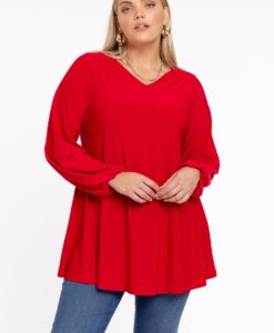 Yoek Tuniek wide bottom V-hals | Rood | Maat 38/40