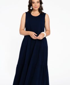 Yoek Jurk met ruches | Blauw | Maat 38/40