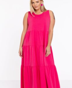 Yoek Jurk met ruches | Roze | Maat 42/44